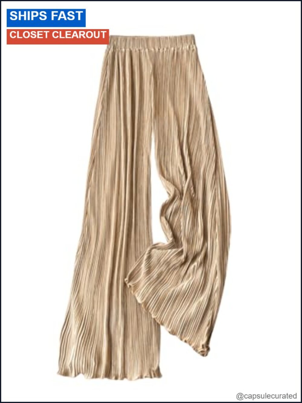 Silk Satin Flowy Pleated Palazzo Pants Wide Leg Pull On Dressy